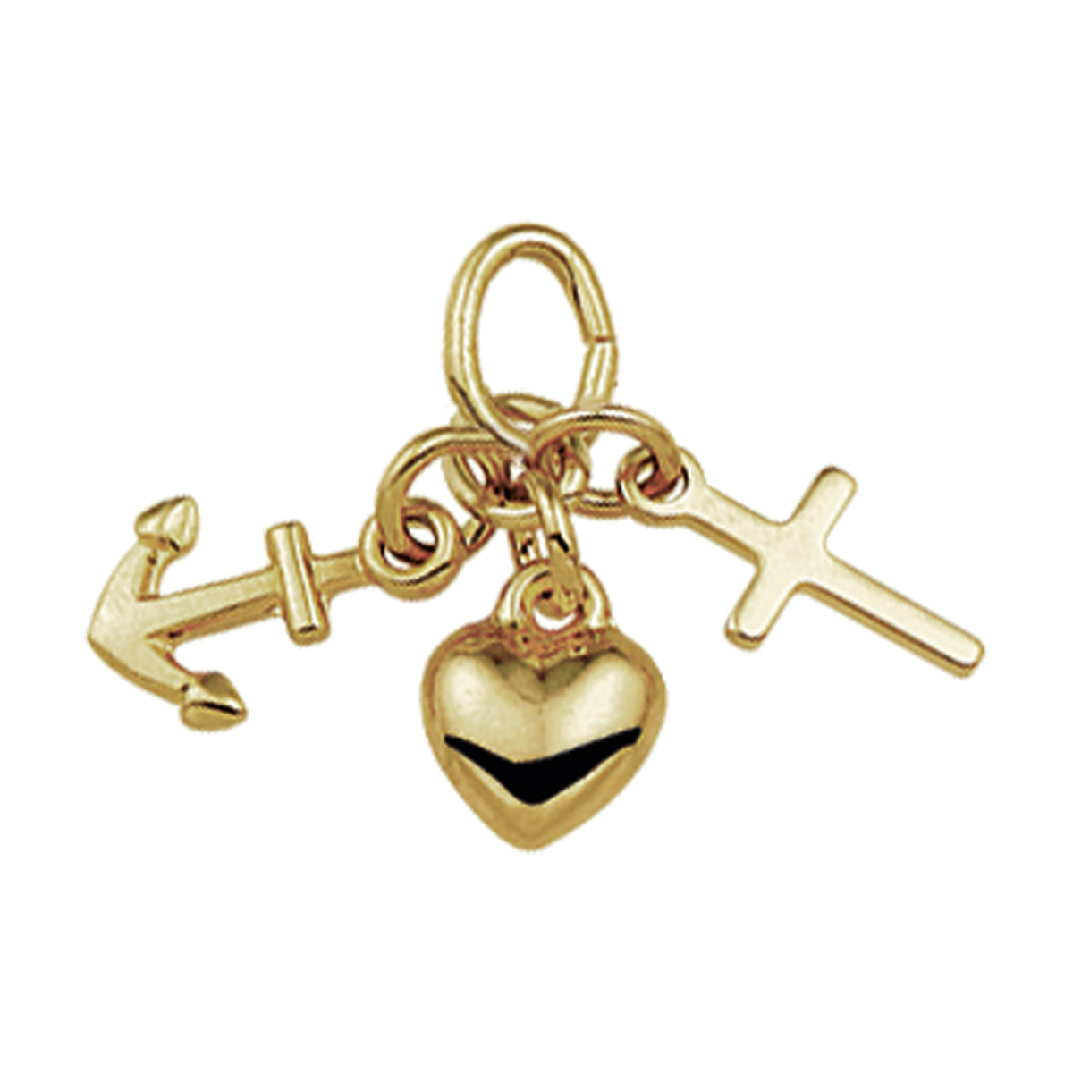 Gouden hanger met geloof hoop en liefde bedels.