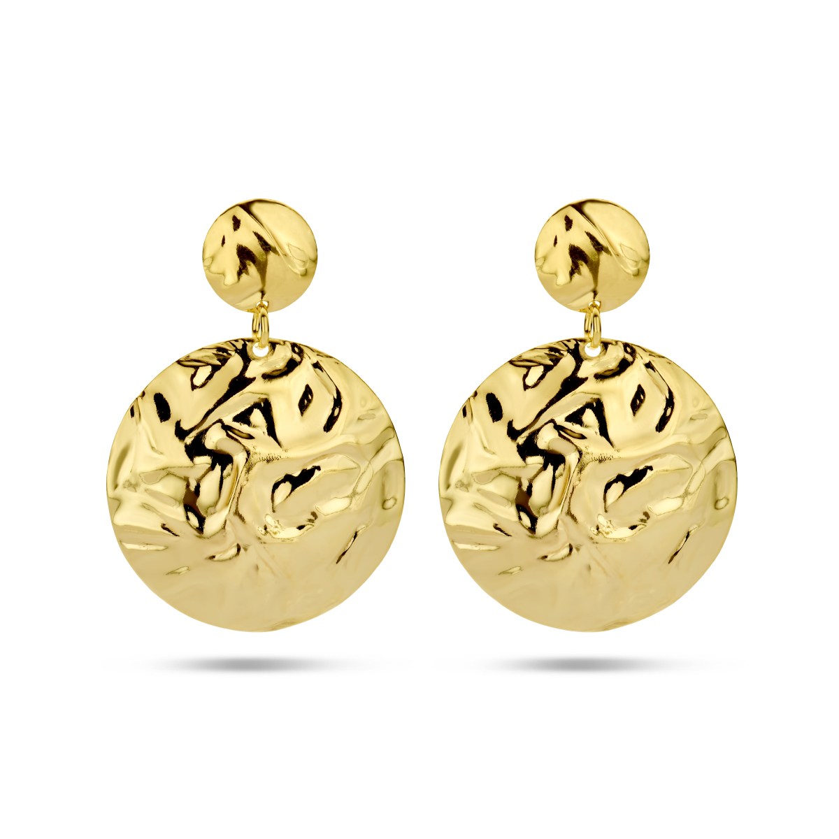 Verguld op 925 zilveren ronde oorhangers. De oorhangers hebben een totale hoogte van 3.9cm en een breedte van 27mm. Geen garantie op de plating.
