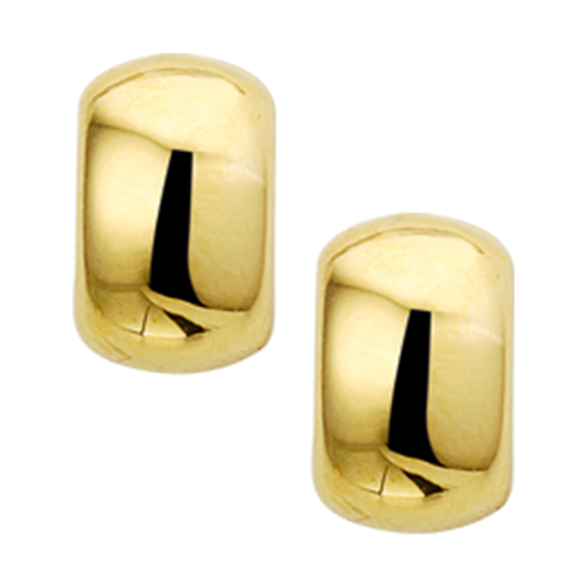 Geelgouden oorknoppen met een afmeting van 9.5x6mm uitgevoerd met een stevige poussette sluiting.