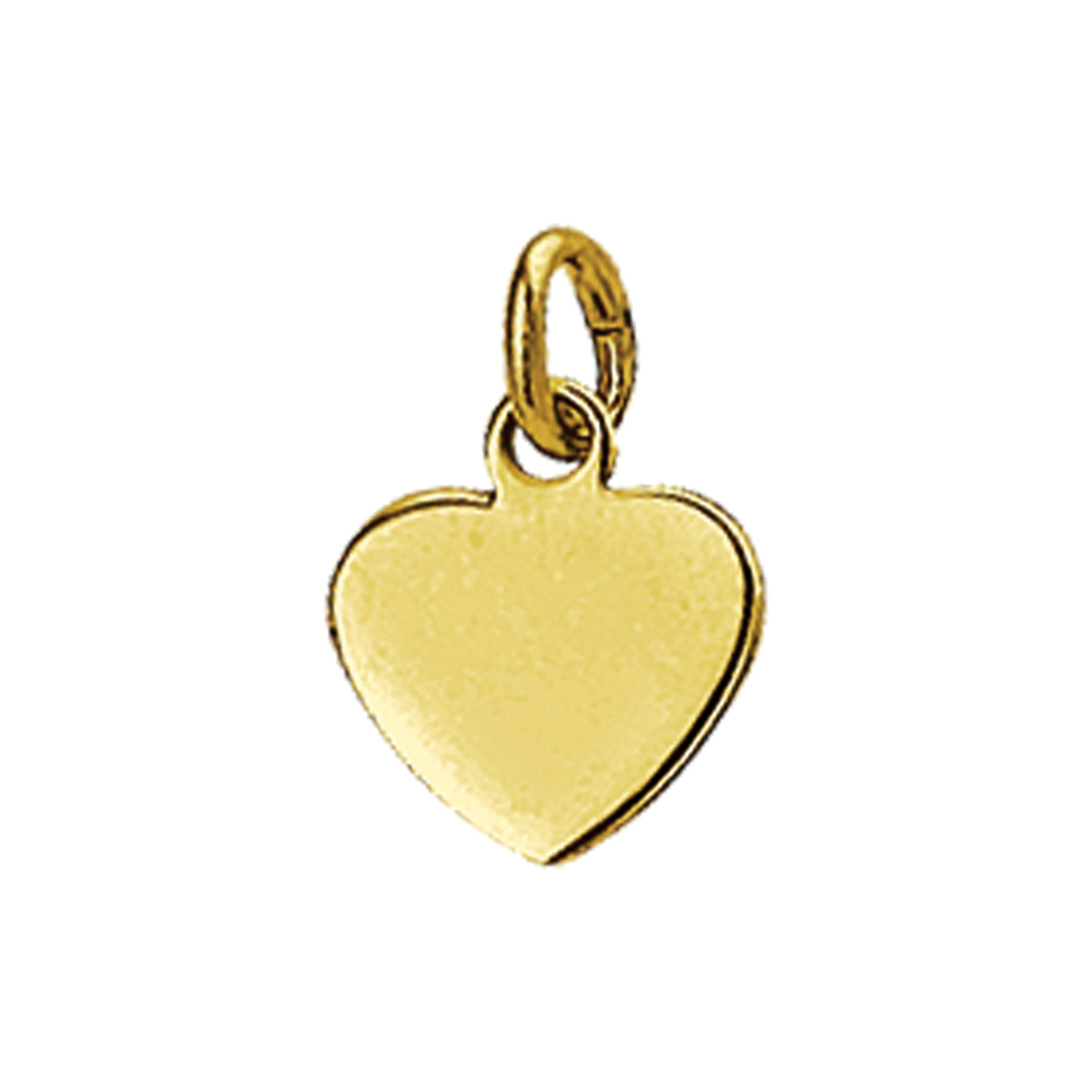 Geelgouden graveerhart met een gediamanteerde afwerking. De hanger heeft een dikte van 0.6mm.