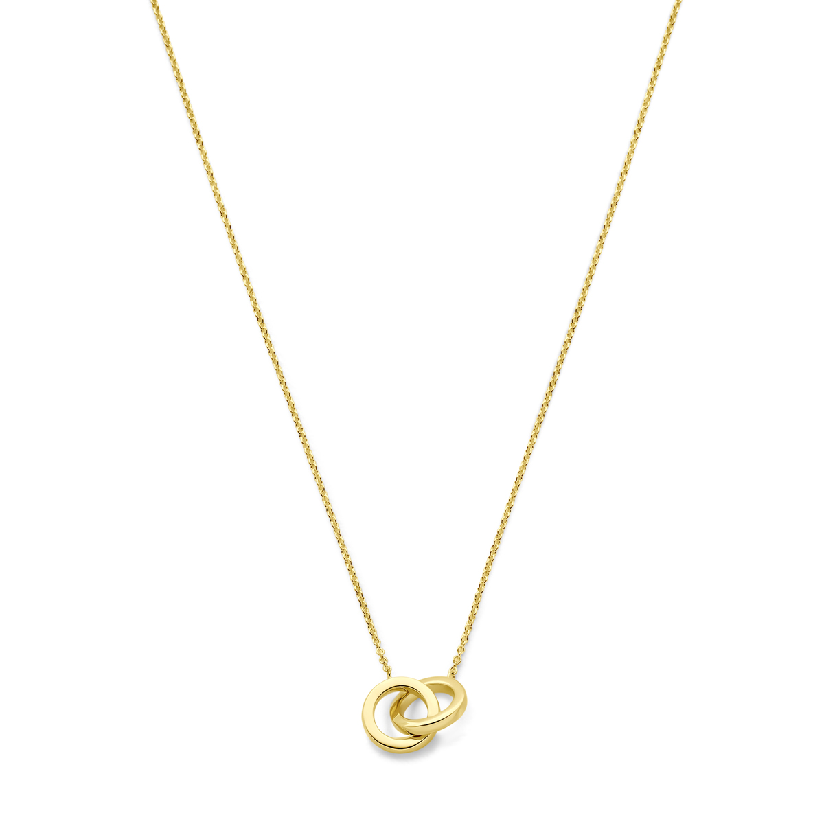 Trendy 14k geelgouden anker collier met draaglengtes van 40, 42 en 44cm twee poli afgewerkte rondjes van 10.5 in diameter. De schakelbreedte is 1.3mm. Tip: Combineer dit trendy collier met een van onze bijpassende sieraden uit onze collectie en maak zo een hippe set.