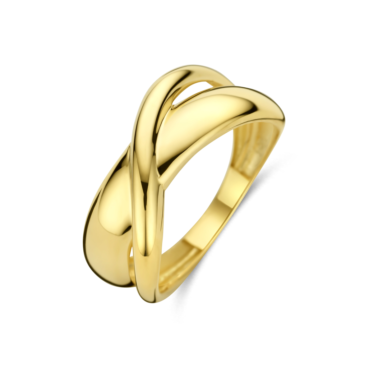 14k Geelgouden ring met een breedte van 8.5mm.