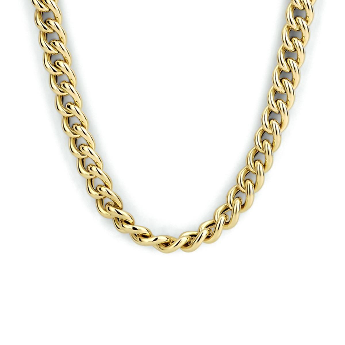 14k Geelgouden gourmet collier met een schakelbreedte van 5.2mm en een stevige karabijn sluiting.
