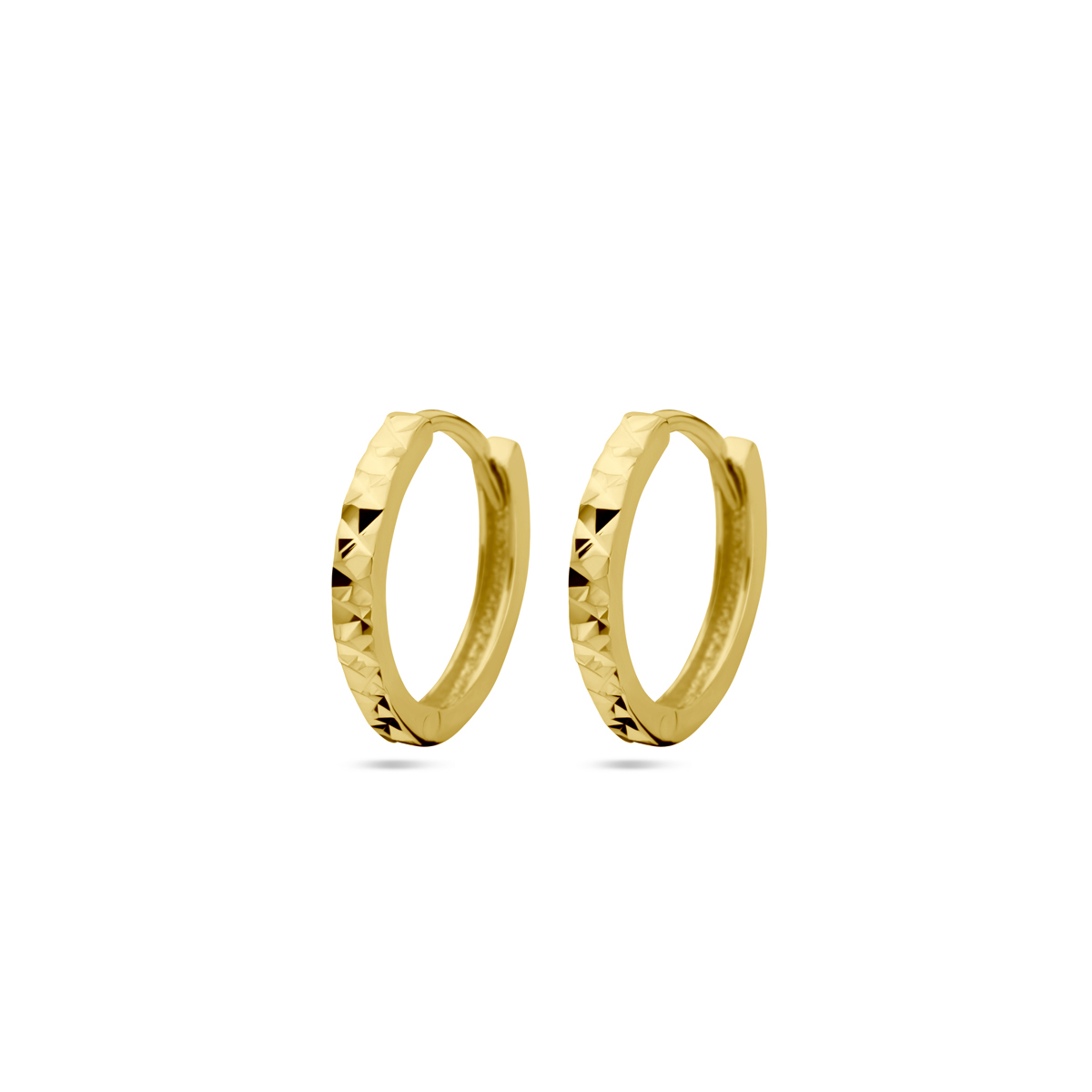 14k Geelgouden klapoorringen met een diameter van 12mm.