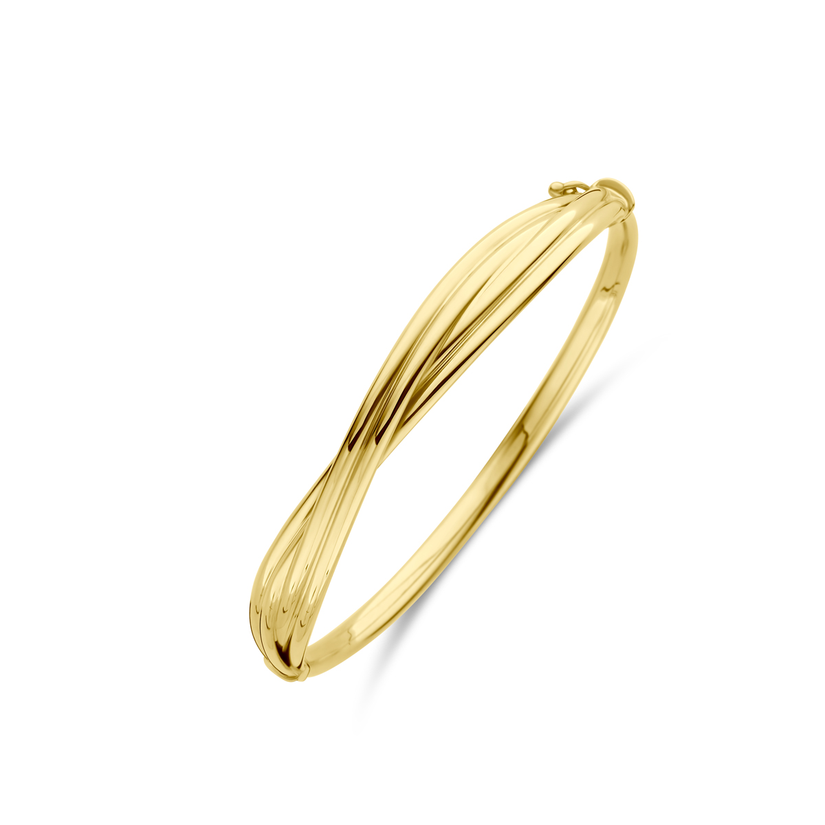 14k Geelgouden bangle met een breedte van 9mm en een diameter van 60mm.