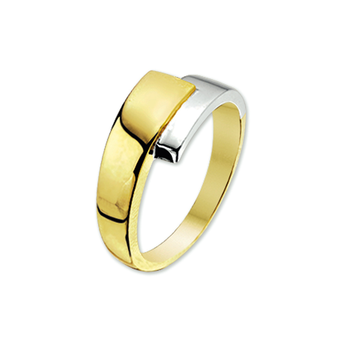 ring 14K bicolor goud geel/wit