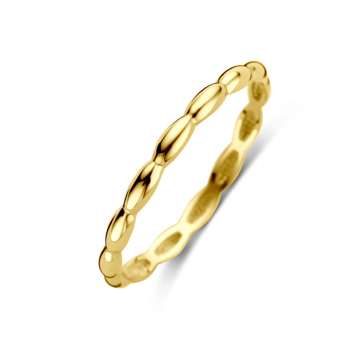 14k Geelgouden ring met een breedte van 2mm.