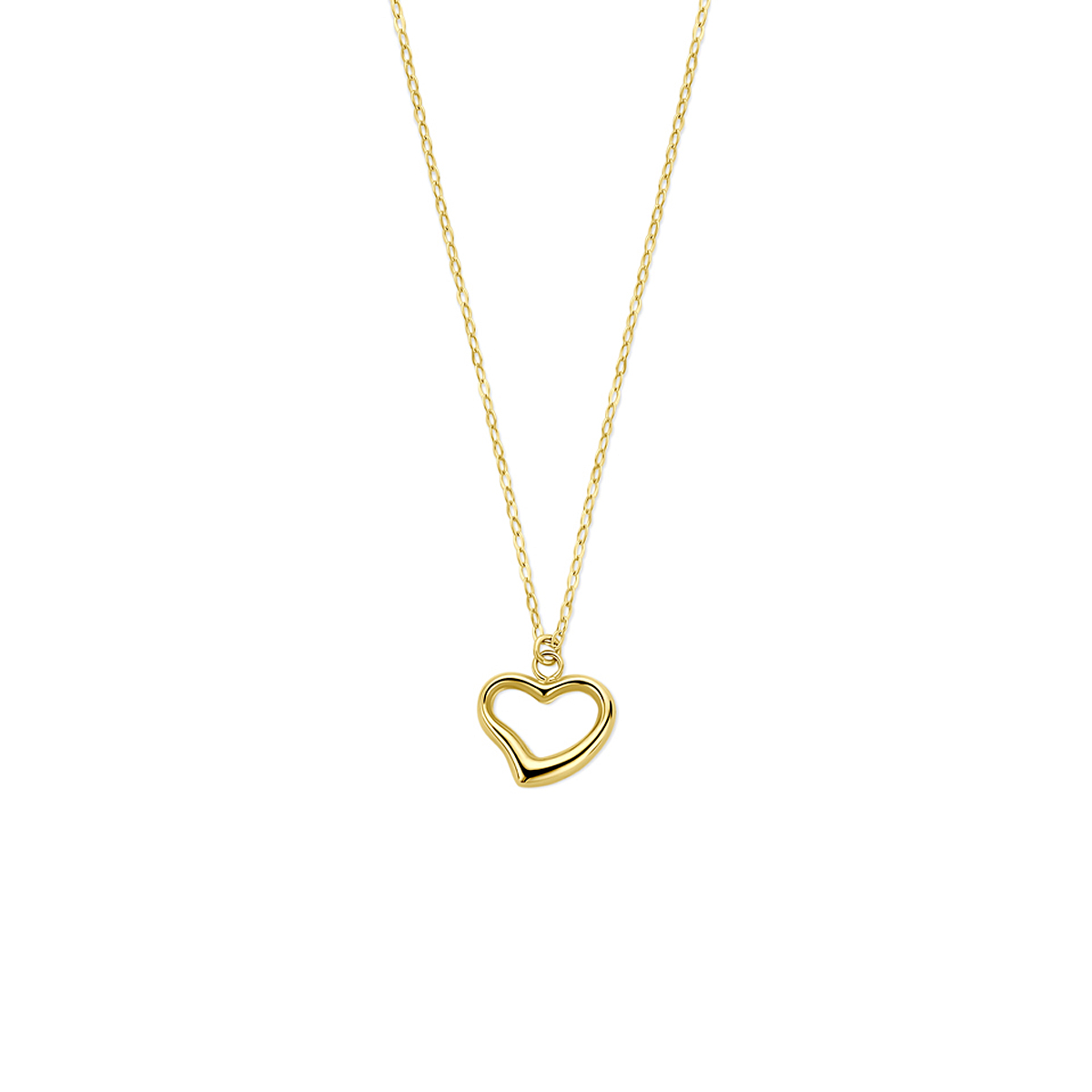 14k Geelgouden collier uitgevoerd met een hartje. Het collier heeft draaglengtes van 40-42cm en een schakelbreedte van 1.1mm.