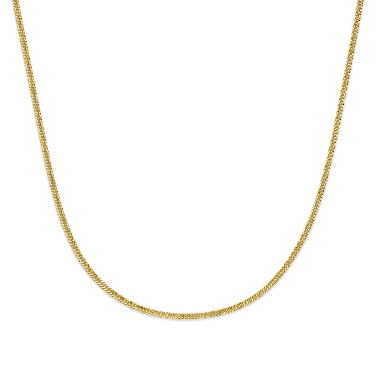 14k Geelgouden met een kern van 925 zilver. Het collier heeft een draaglengte van 45cm en een schakelbreedte van 3mm. Uitgevoerd met karabijnsluiting.