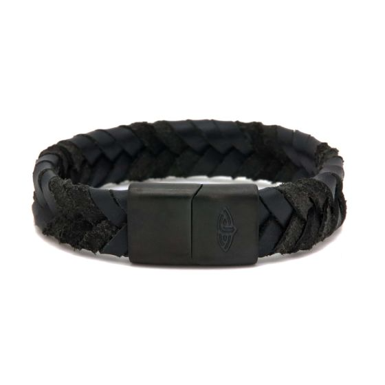  Karma Jewellery heren armband leer / edelstaal Model Ceasar Black 
mb08bl-21
verkrijgbaar in diverse lengtes