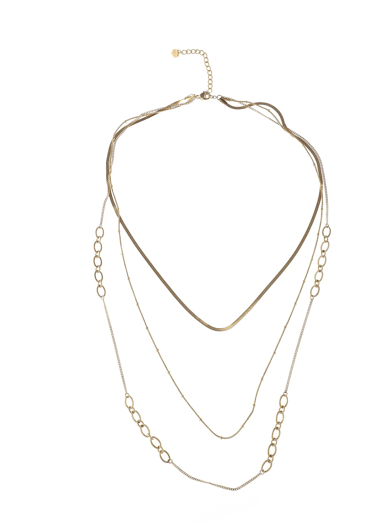 De Rose & Camellia Collier, modelnummer 1110333810999, is een vergulde edelstalen ketting en combineert elegantie en veelzijdigheid. Met lengtes van 45+55+65+5 cm biedt deze ketting meerdere draagopties. Draag het solo voor een subtiele look of combineer met andere kettingen voor een gelaagd effect. Perfect voor elke gelegenheid en een verfijnde aanvulling op elke outfit.