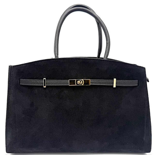 Luxe Italiaanse leren tas van suède en dollaro leer

Ontdek de perfecte combinatie van elegantie, functionaliteit en Italiaans vakmanschap met deze prachtige leren tas met twee handgreepjes en een lange, afneembare schouderriem. De tas is gemaakt in Italië van hoogwaardig suède en dollaro leer, wat zorgt voor een luxe uitstraling en een heerlijk zachte touch.

Praktisch én stijlvol ontwerp

De tas kan veilig worden afgesloten met een rits. Onder de rits bevindt zich één ruim hoofdvak met een extra ritsvak en een steekvak – ideaal voor het opbergen van je telefoon, sleutels en andere dagelijkse essentials.

De onderkant van de tas is verstevigd met dollaro leer en voorzien van metalen pootjes, zodat je tas beschermd blijft tegen krassen en vuil wanneer je haar neerzet.

Aan de zijkanten bevinden zich stijlvolle riempjes waarmee je de tas iets kunt verstellen – losser voor een nonchalante look of dicht voor een meer gestructureerde vorm.

Comfort en draaggemak

Dankzij de twee stevige handgrepen draag je de tas elegant in de hand of aan de arm. Liever je handen vrij? Gebruik dan de lange, verstelbare en afneembare schouderriem om de tas comfortabel crossbody of over de schouder te dragen.

Kenmerken

Gemaakt in Italië van echt suède en dollaro leer

Afsluitbaar met rits

1 ruim hoofdvak, ritsvak en steekvak

Onderkant van leer met beschermende pootjes

Twee handgrepen

Afneembare en verstelbare schouderriem

Verstelbare zijkanten met riempjes

Afmetingen: hoogte 24 cm x breedte 40 cm x diepte 15 cm

Perfect voor elke gelegenheid

Of je nu onderweg bent naar kantoor, een dagje gaat shoppen of een avondje uit plant – deze Italiaanse leren tas voegt moeiteloos stijl en klasse toe aan elke outfit.