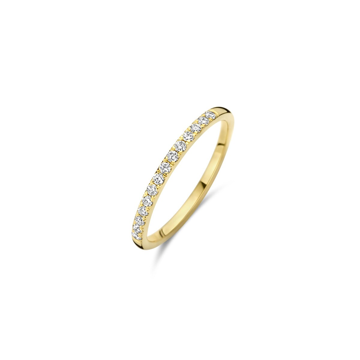 De Blush Gouden ring 14 krt memoire met lab diamant (modelnummer LG1012Y-54) is een elegante ring van 14 karaat goud, versierd met een laboratoriumgemaakte diamant. Deze goudkleurige ring voegt verfijning toe aan elke outfit. Draag het solo voor een subtiele uitstraling of stapel het met andere ringen voor een gedurfde look. Perfect voor dagelijks gebruik of speciale gelegenheden.