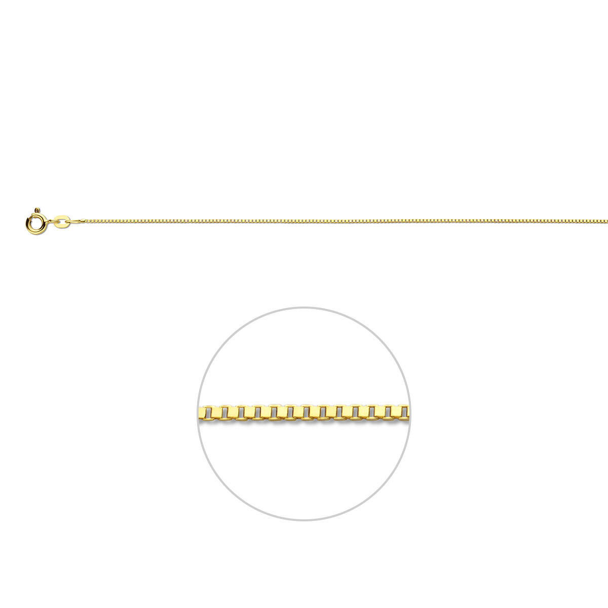 8K Geelgouden collier met venetiaanse schakel. De schakelbreedte is 0.8mm.