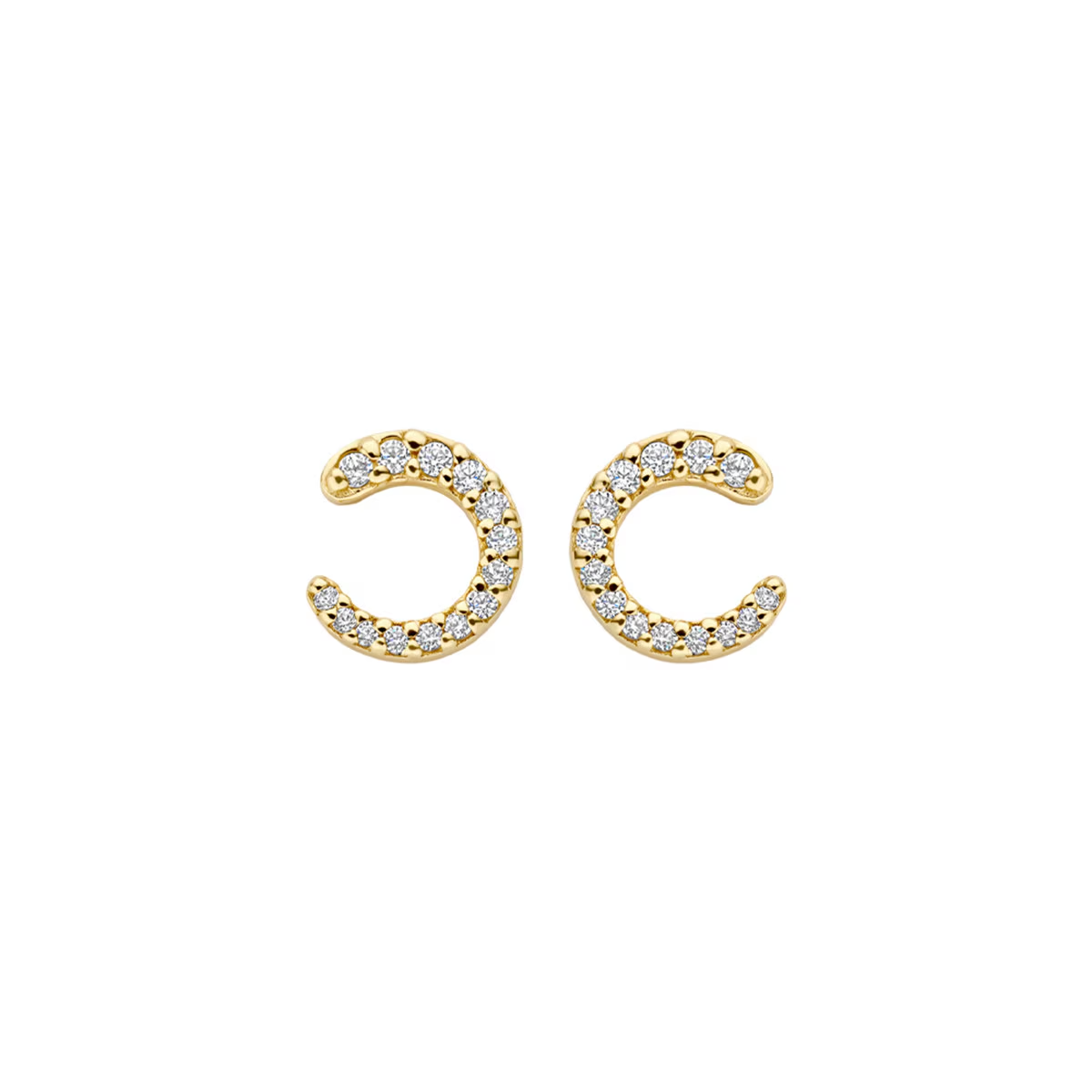 Blush geelgouden oorstekers  hoefijzer  met zirkonia | 7378YZI