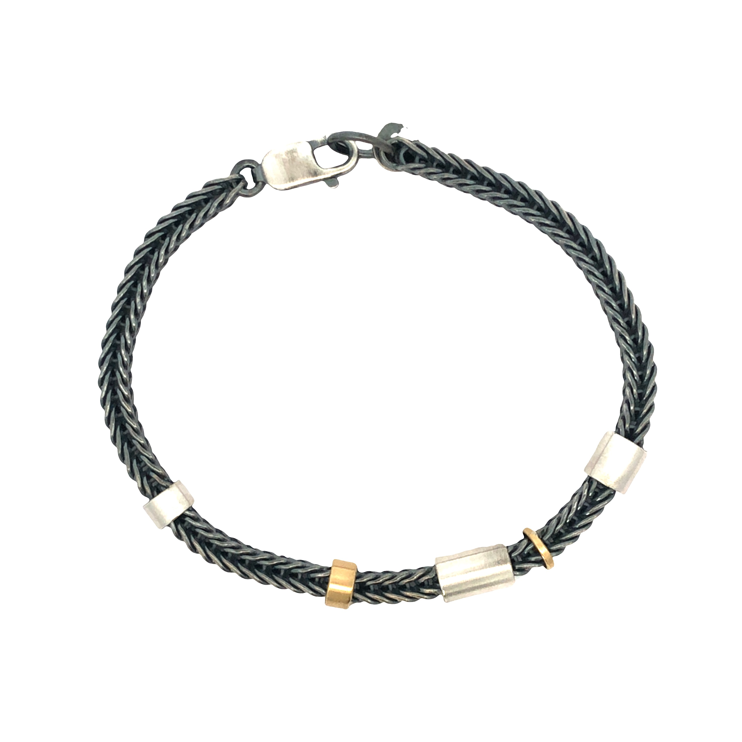 Männerarmband in Silber und Gold, Länge 22cm