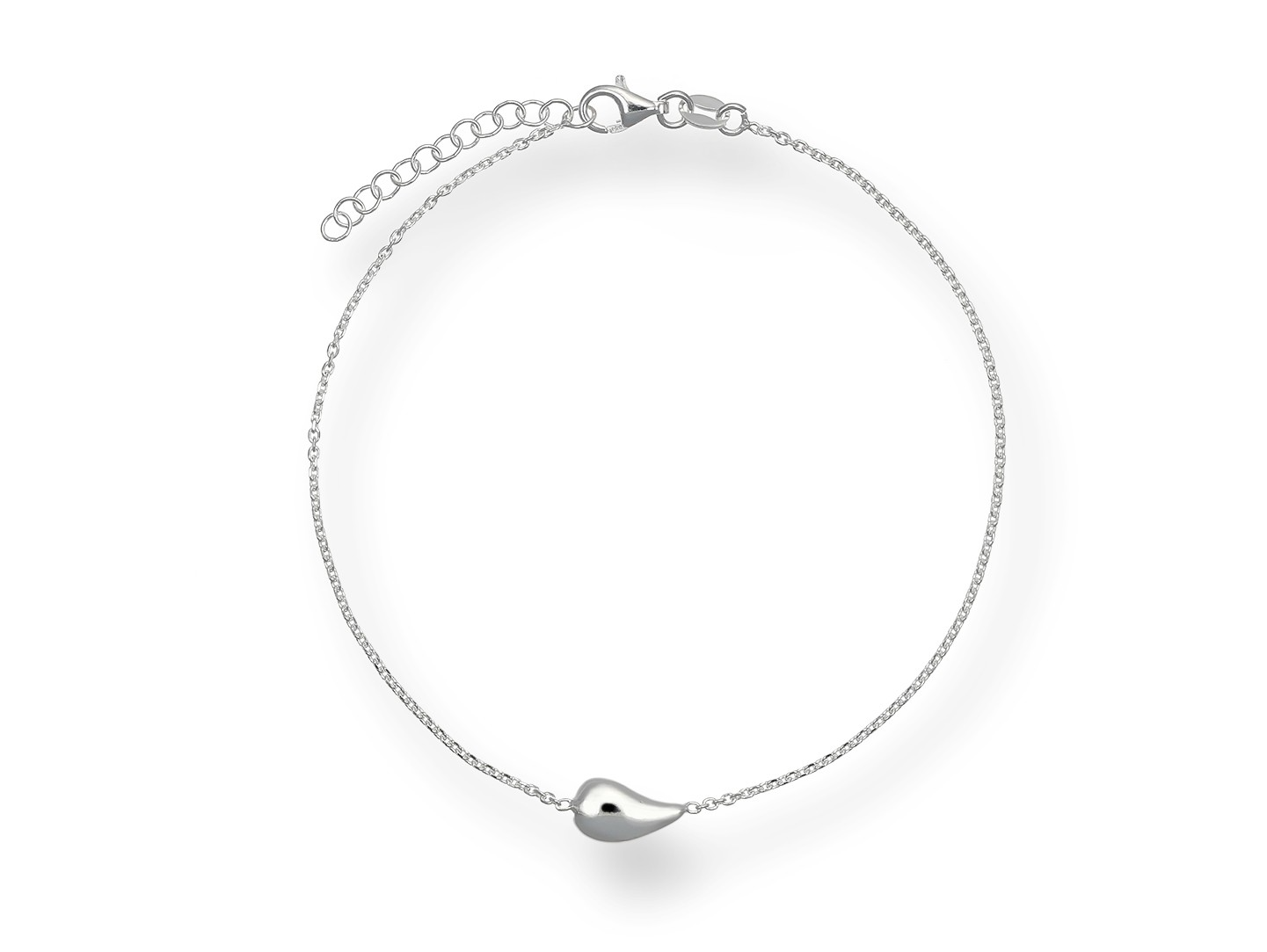 Quinn - Zilveren enkelband 22/25cm, met druppel charm - 0282322