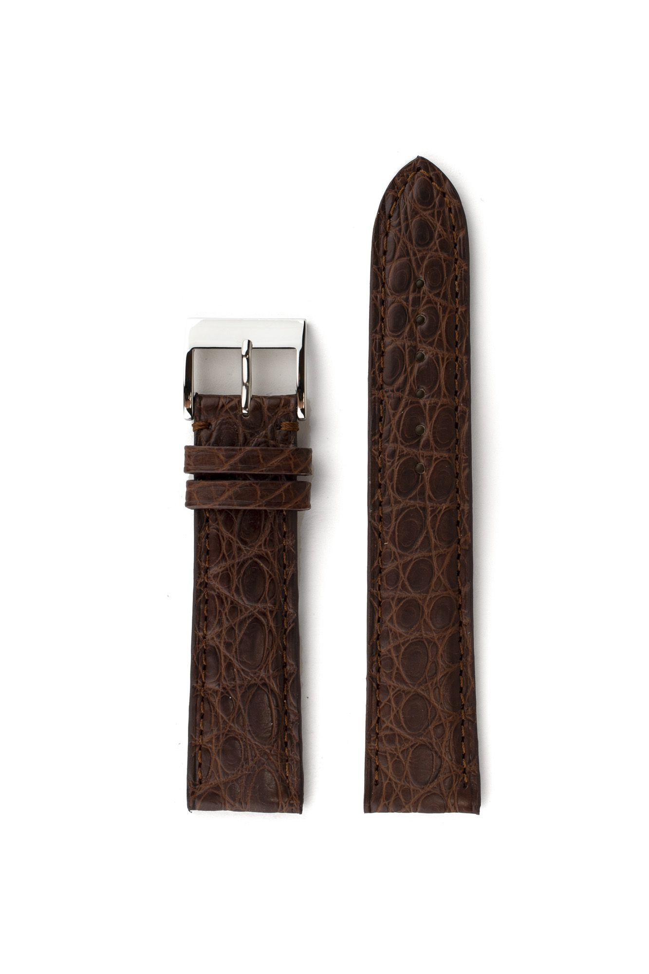 Dit leer heeft zowat elke kwaliteit die je wenst voor een horlogebandje. Het is bijzonder zacht met een boterachtige soepelheid terwijl het een uitzonderlijke stevigheid heeft. Een Croco bandje in een matte afwerking geeft ongetwijfeld stijl en flair aan uw uurwerk.