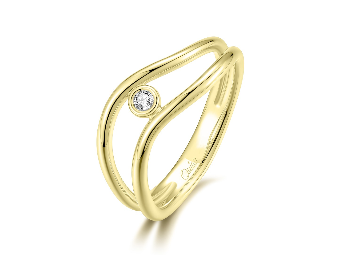 Quinn - 14kt geelgouden fantasie ring bezet met briljant geslepen diamant - 5210456-56