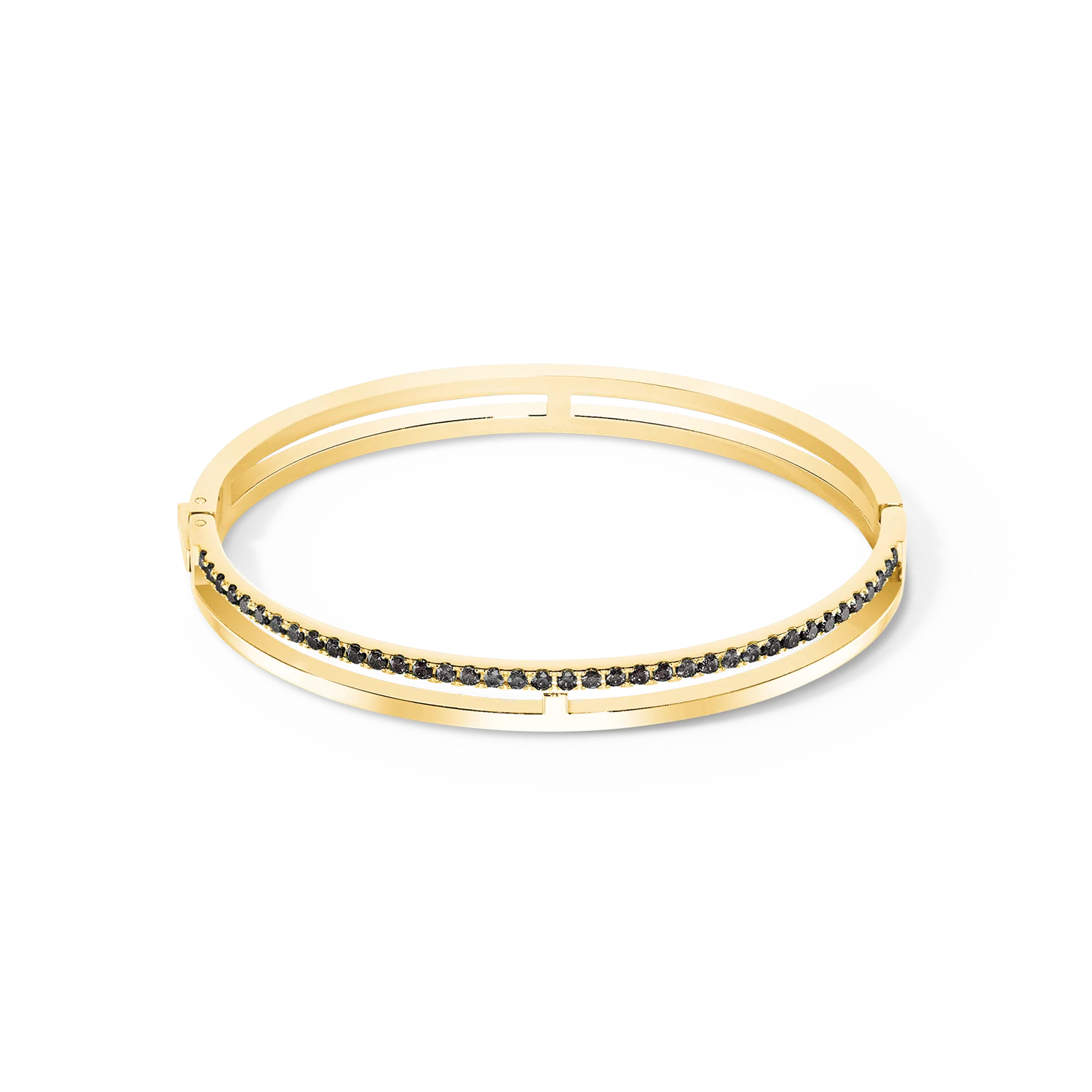 Coeur de Lion bangle armband,  verguld +zwarte zirconia 17cm