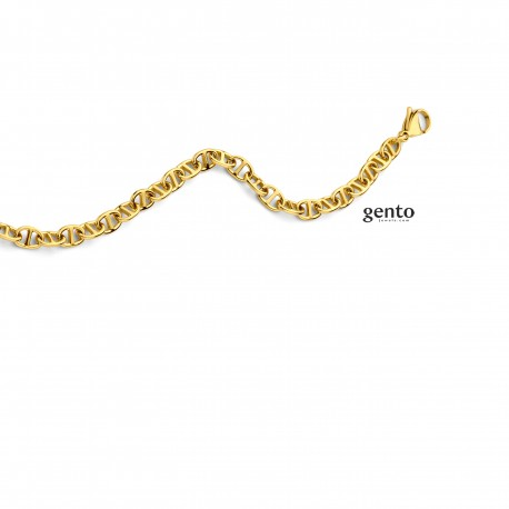 Armband staal verguld 19cm 