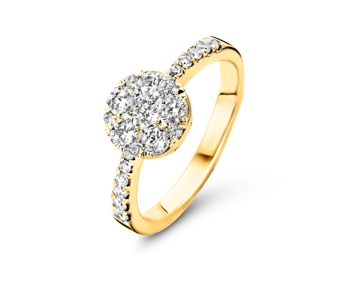 Ring in geel goud 18 k met diamant 0.69 ct 