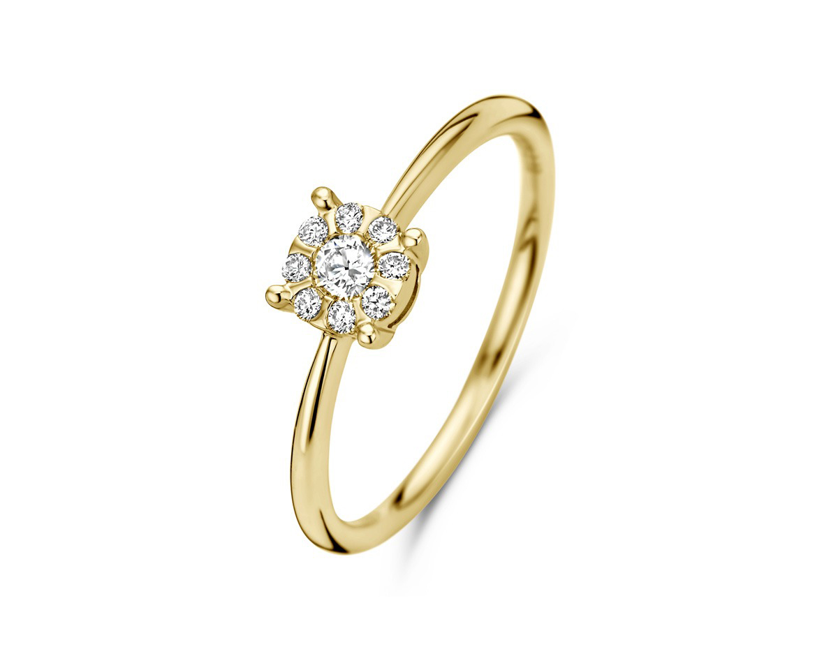 Ring in geel goud 18 k met diamant 0.17 ct 