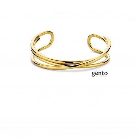 Vaste armband staal verguld gento