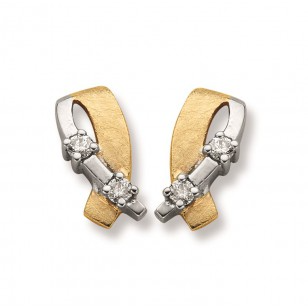 You & Me oorsteker bicolor goud 18k met diamant 18p