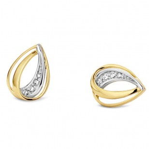 You & Me oorstekers geel goud 18k mzt zirkonia steentjes