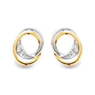 You & Me oorstekers  geel/wit goud 18k met briljant