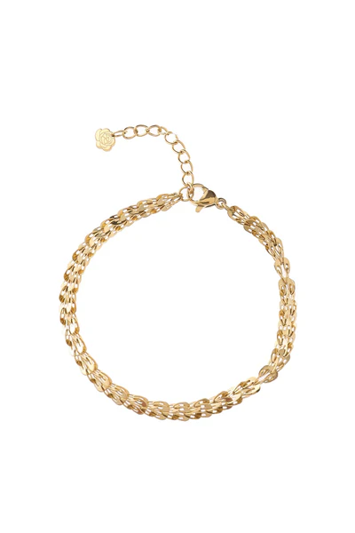 Het Rose & Camellia Armband edelstaal verguld 16+3cm, modelnummer 2110034706996, is een verfijnde en elegante armband.Draag deze stijlvolle armband solo of combineer met andere sieraden voor een gelaagde look. Perfect voor elke gelegenheid.