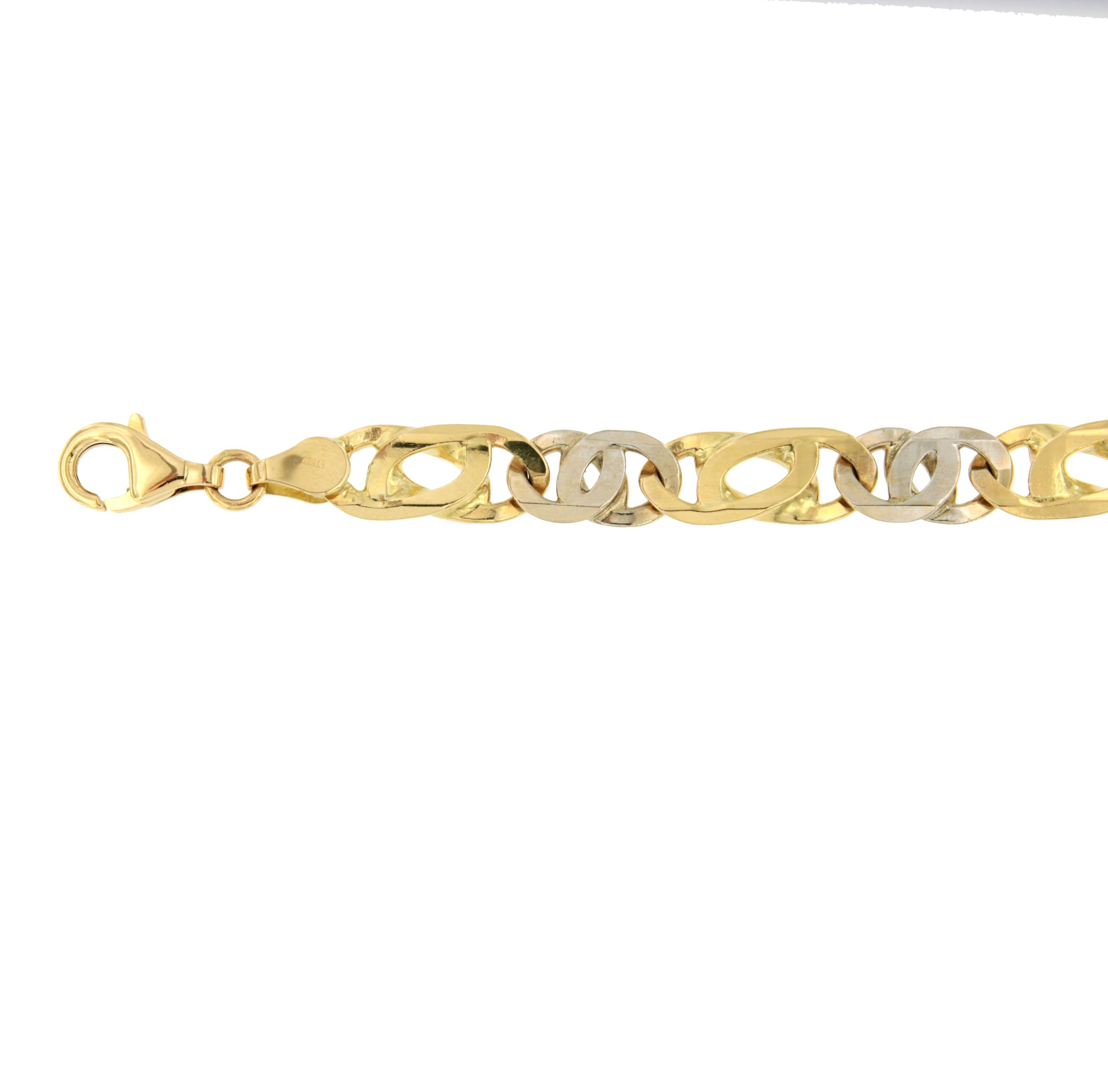 gouden herenarmband, bicolor valkenoog 8mm 21cm