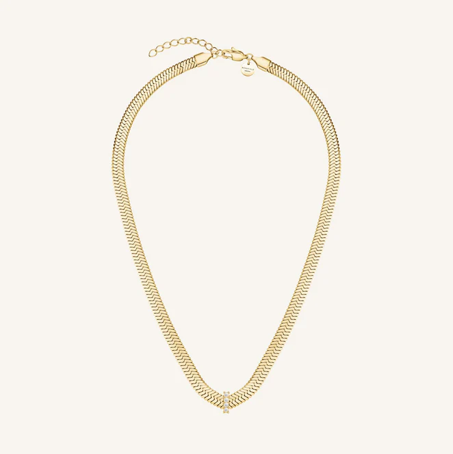 Rosefield Large Snake Necklace with Crystals Gold