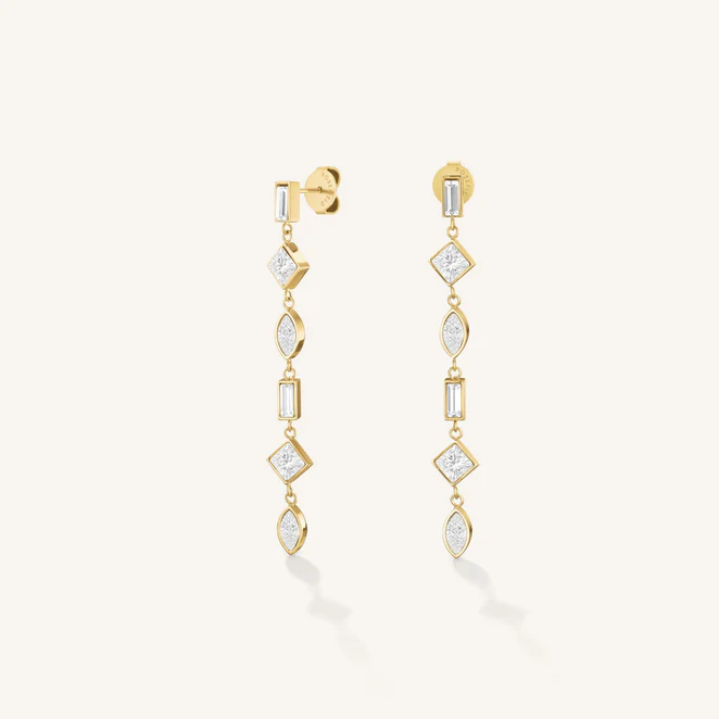 Rosefield Playful Crystals Pendant Earrings Gold