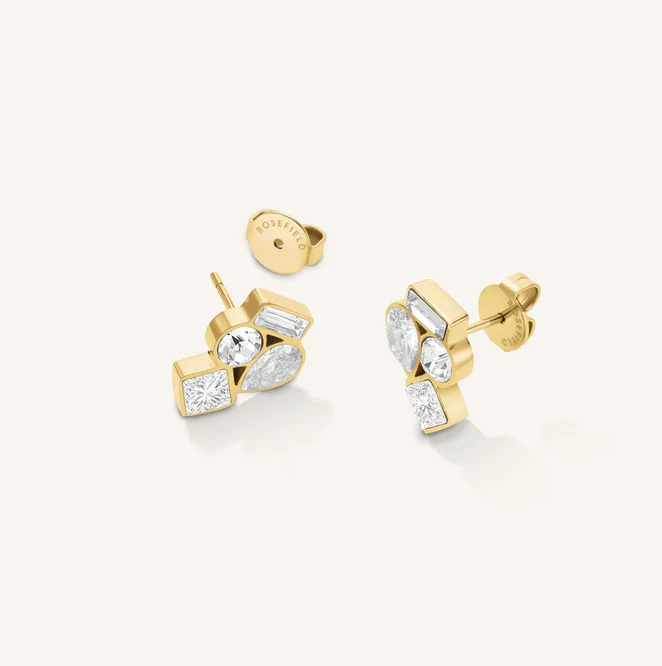 Rosefield Playful Crystals Cluster studs Gold