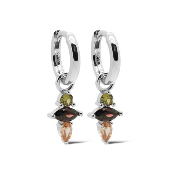 Karma Jewelry oorringen PERSY Coffee Silver 12MM