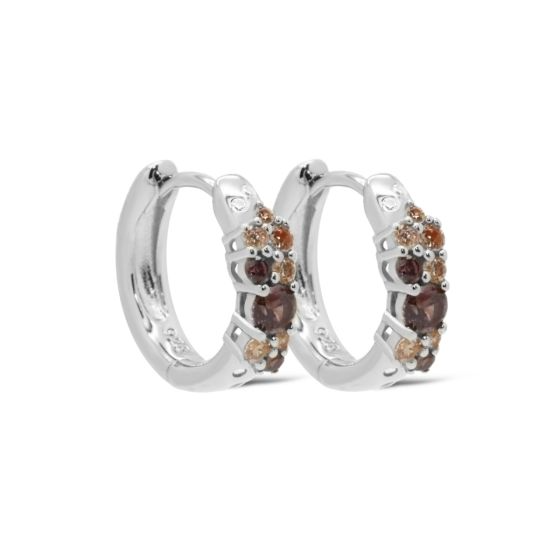 Karma Jewelry oorringen Zirconia NIRA Chocolate Caramel 12MM Silver