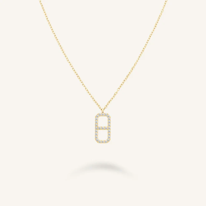 Rosefield Fine Octagon Crystal Necklace Gold 48-52cm