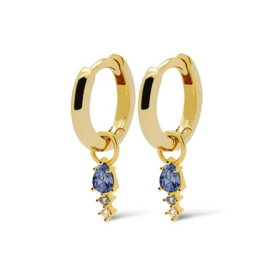 Karma Jewelry oorringen Duo JEANS BLUE Drop Goldplated