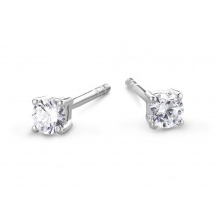 You & Me oorstekers wit goud 18k zirkonia steent 4mm