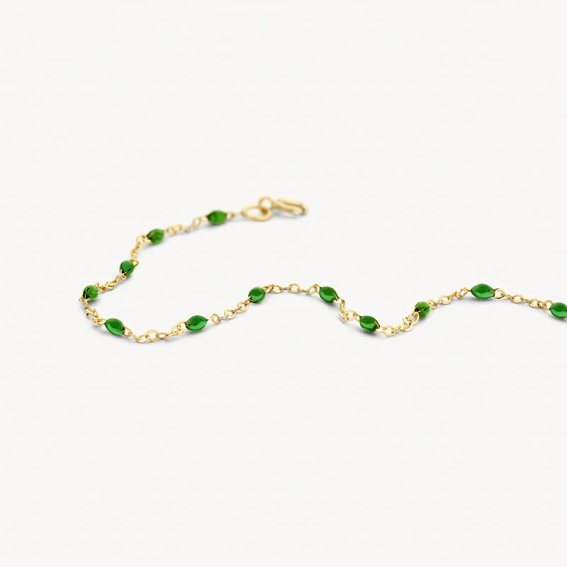 BLUSH GEELGOUDEN ARMBAND GROENE HARS 2264YRG