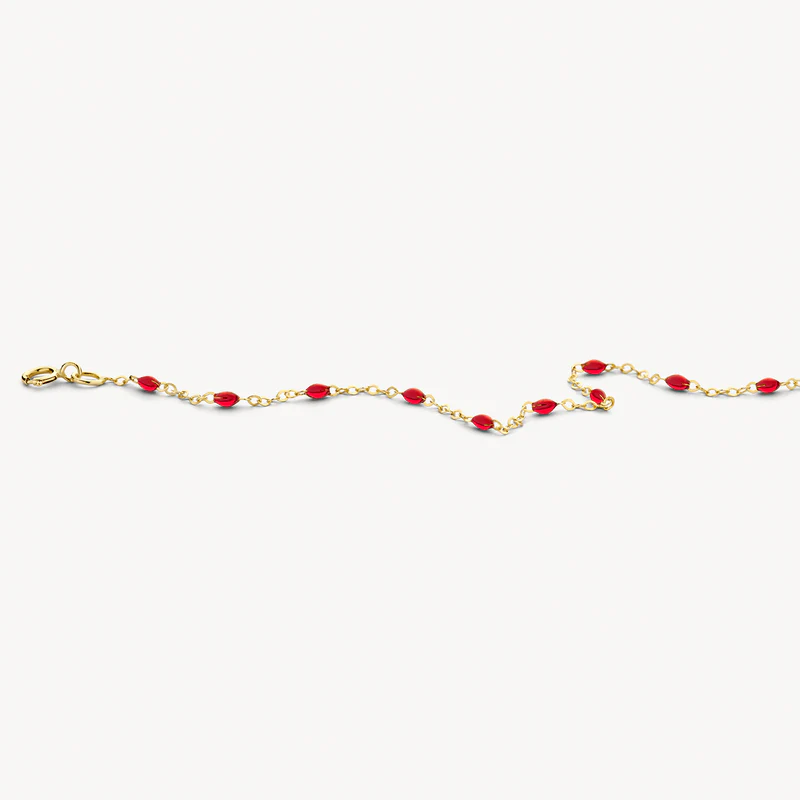 BLUSH GEELGOUDEN ARMBAND RODE HARS 2264YRR