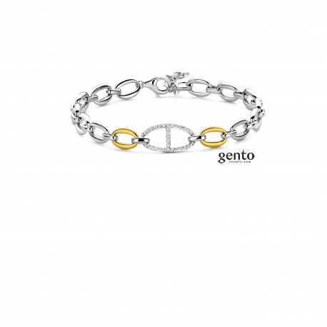Armband zilver bicolor van gento jewels met zirconium