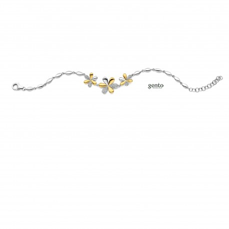 Armband bicolor zilver bloem vorm gento jewels