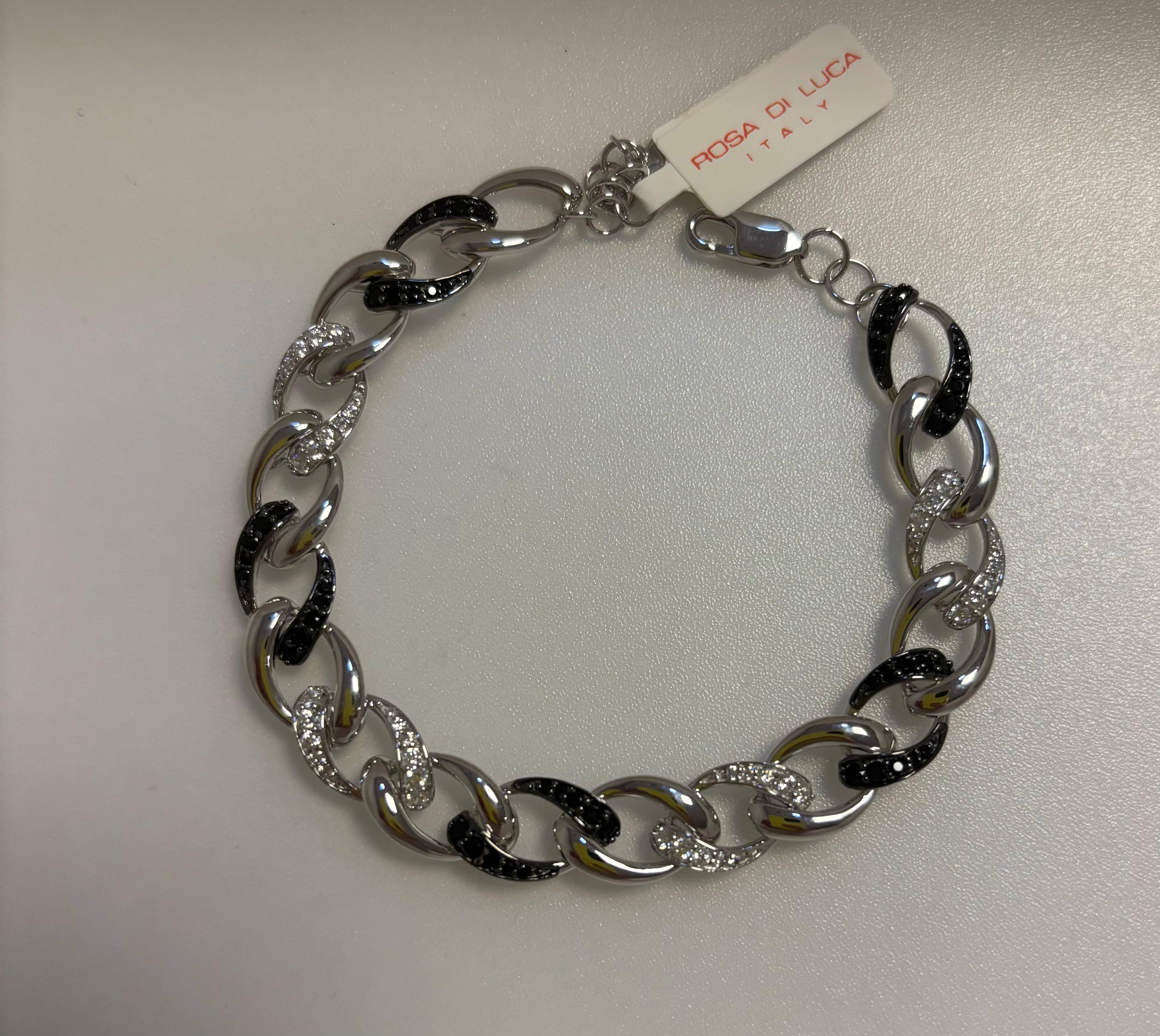 Rosa di Luca zilveren armband met witte en zwarte zirkonia