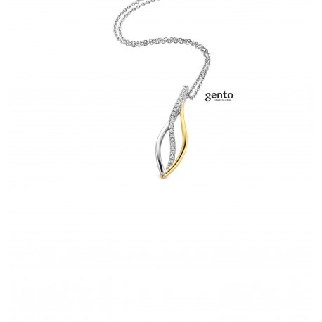 Ketting in zilver met bicolor hanger en zirconium