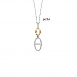 Ketting zilver met bicolor hanger met zirconium gento jewels