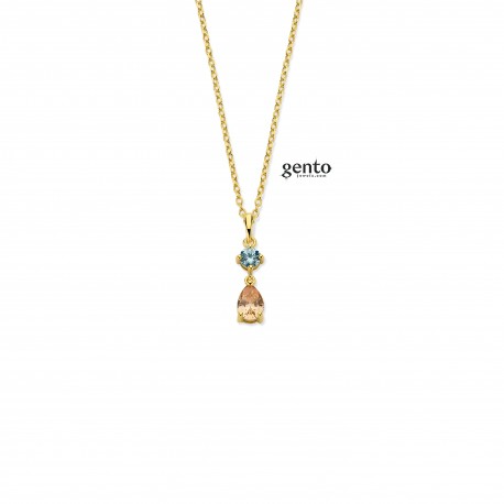 Ketting en hanger verguld met champange kleur zirconium 