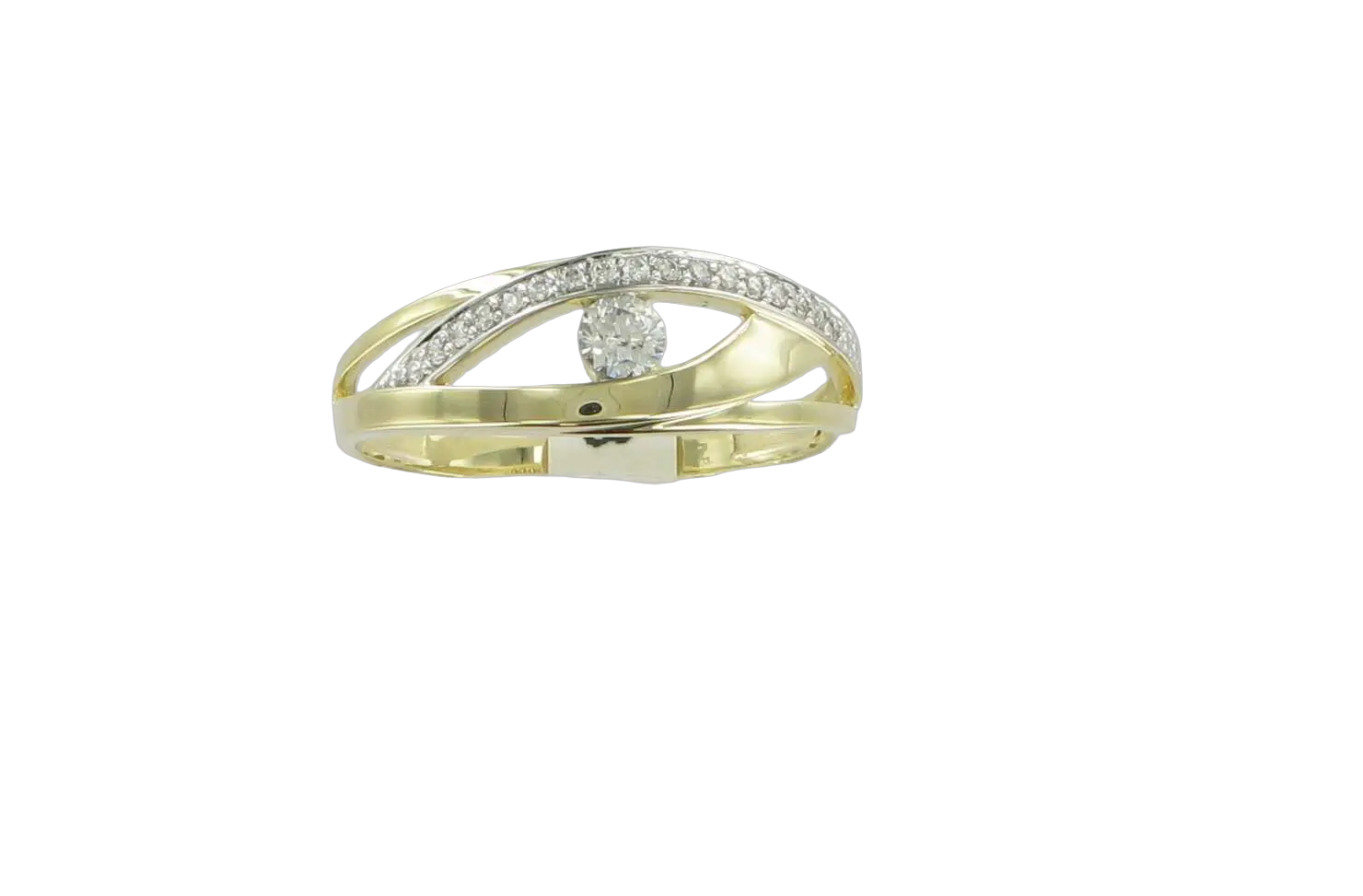 14K geelgouden fantasie ring met zirkonia